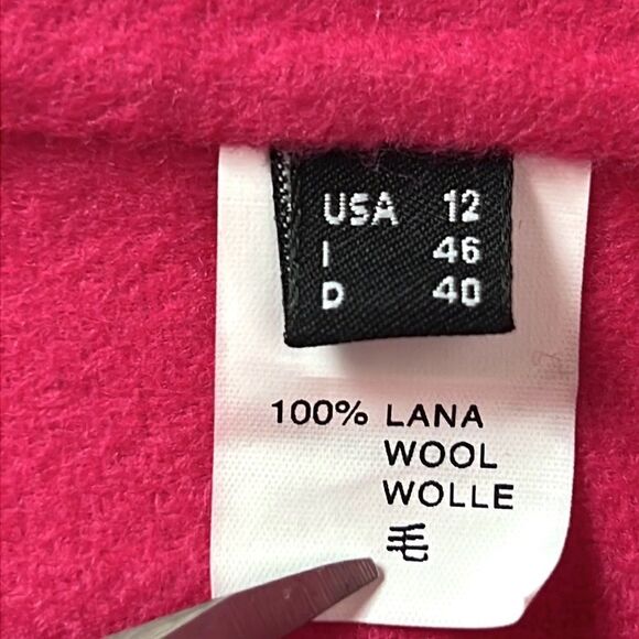 NWT AVERARDO BESSI Italy Boiled Wool Short Jacket 3/4 Sleeves Raspberry Pink - Picture 11 of 14